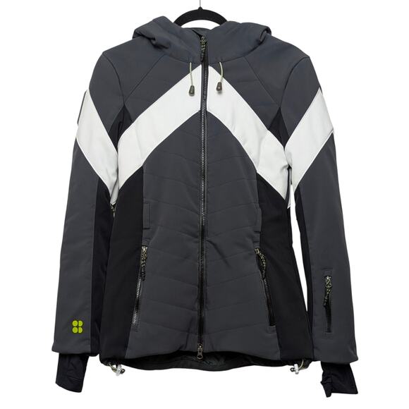 Sweaty Betty Jackets & Blazers - Sweaty Betty Method Ski Jacket XS Slate Gray Black White Insulated EUC